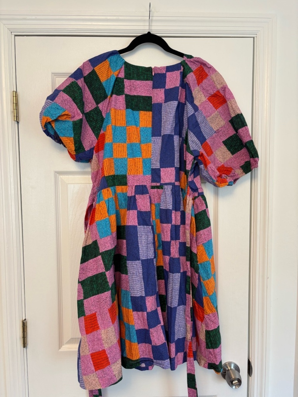 Gorman Patchwork Geometric Organic Cotton Mini Dress Size 18 Puff Sleeve Dress - Picture 8 of 13